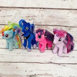 TY My Little Pony Plush Set of 4 Rainbow Dash Princess Luna Beanie Babies